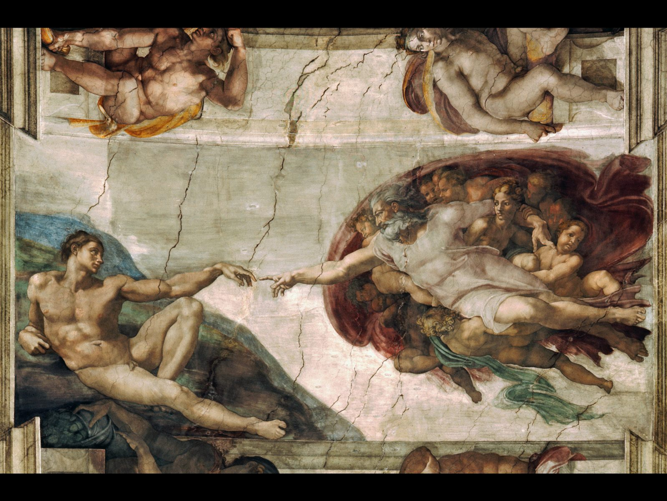 Michelangelo Buonarroti La creazione di Adamo, 1511, 280×570 cm:  Descrizione dell'opera | Arthive