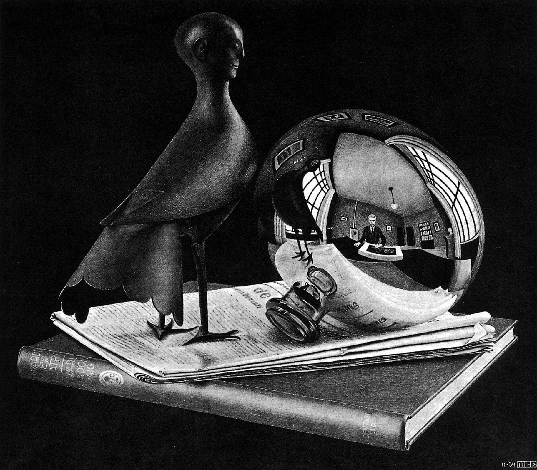 Art, Rare Mc Escher Art Hand With Reflecting Sphere