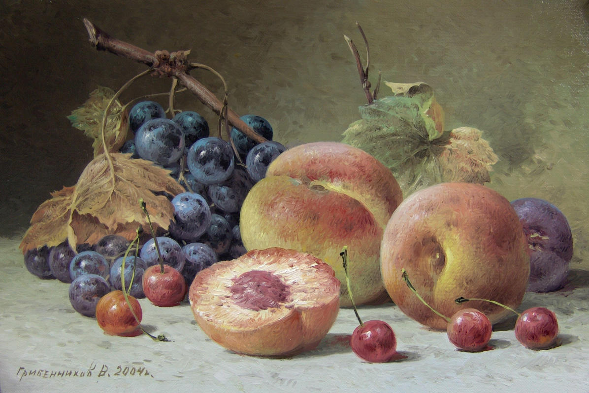 Vasily Ivanovich Gribennikov. Still life with peaches
