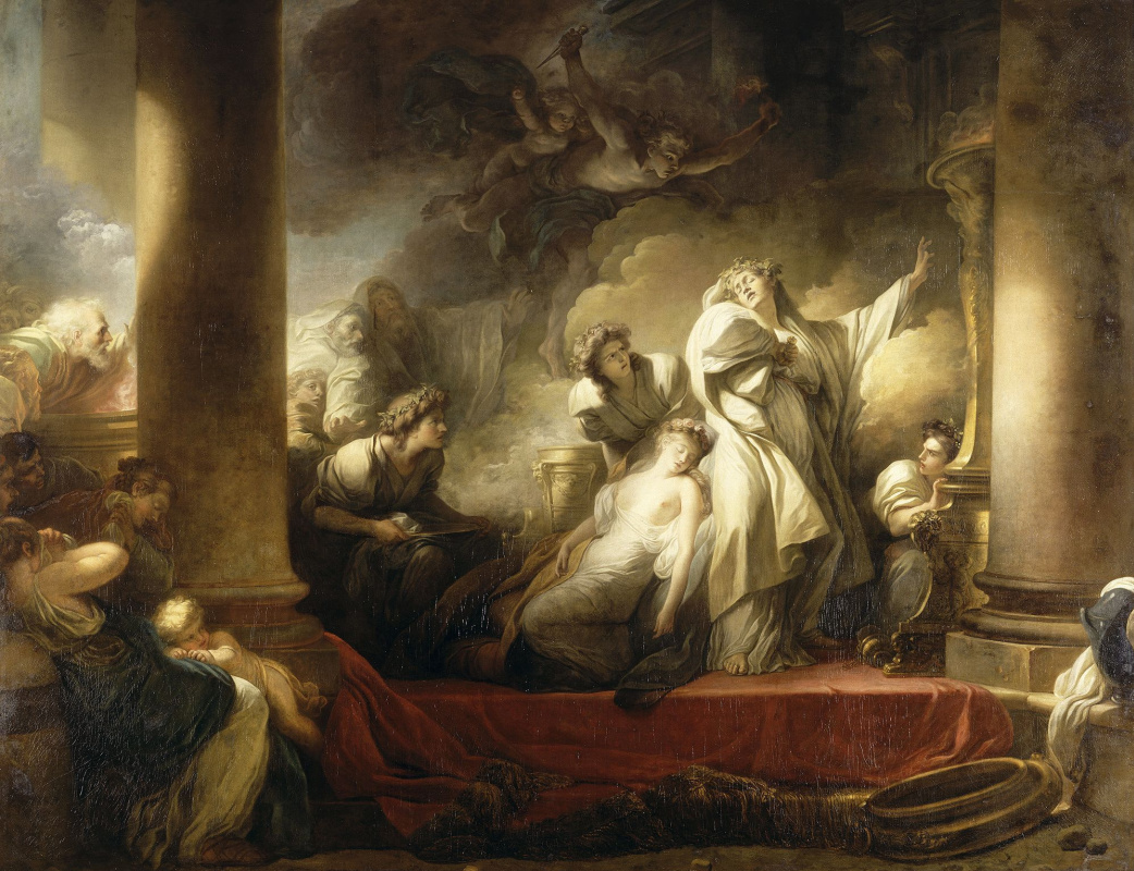 Jean-Honore Fragonard. Coresus sacrificing himself to save Callirhoe