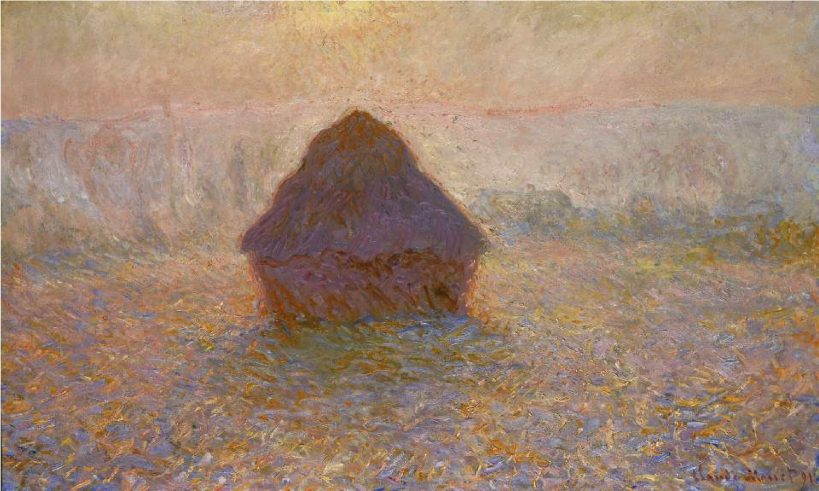 Клод Моне - Стога сена, солнце в тумане, 1891, 100×65 см: Описание  произведения | Артхив