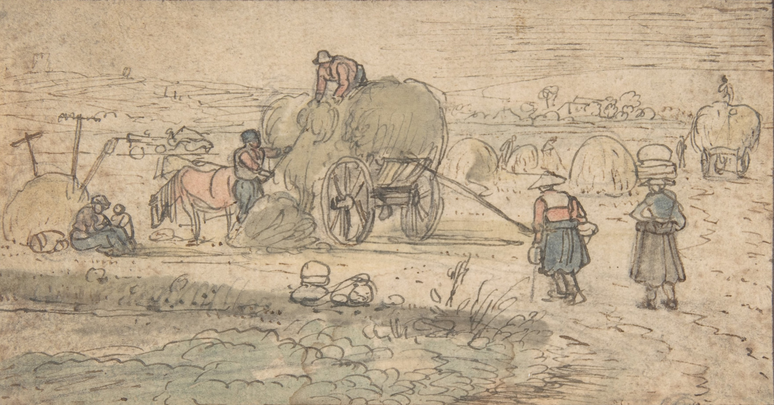 Hendrik Avercamp. The peasants loaded hay