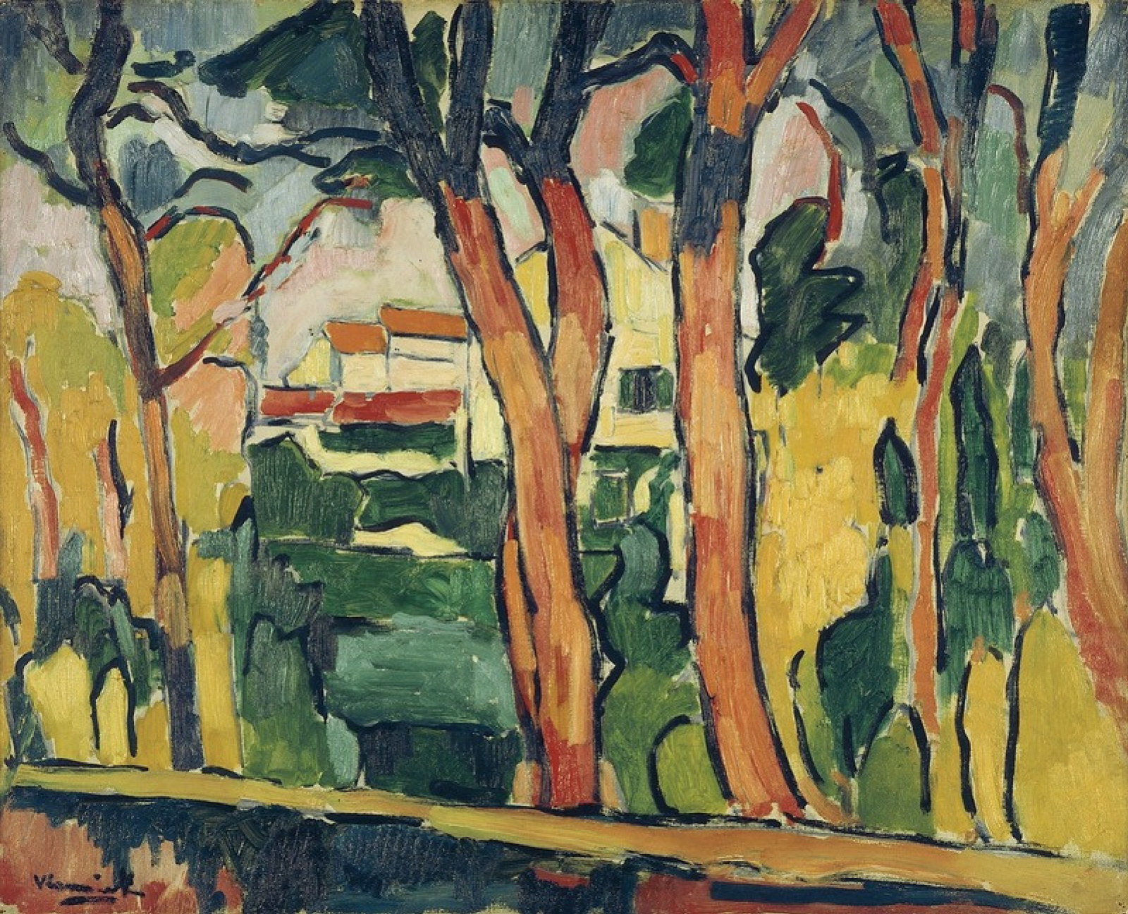 Морис де Вламинк - Пейзаж с красными деревьями, 1906, 81×65 см: Описание  произведения | Артхив