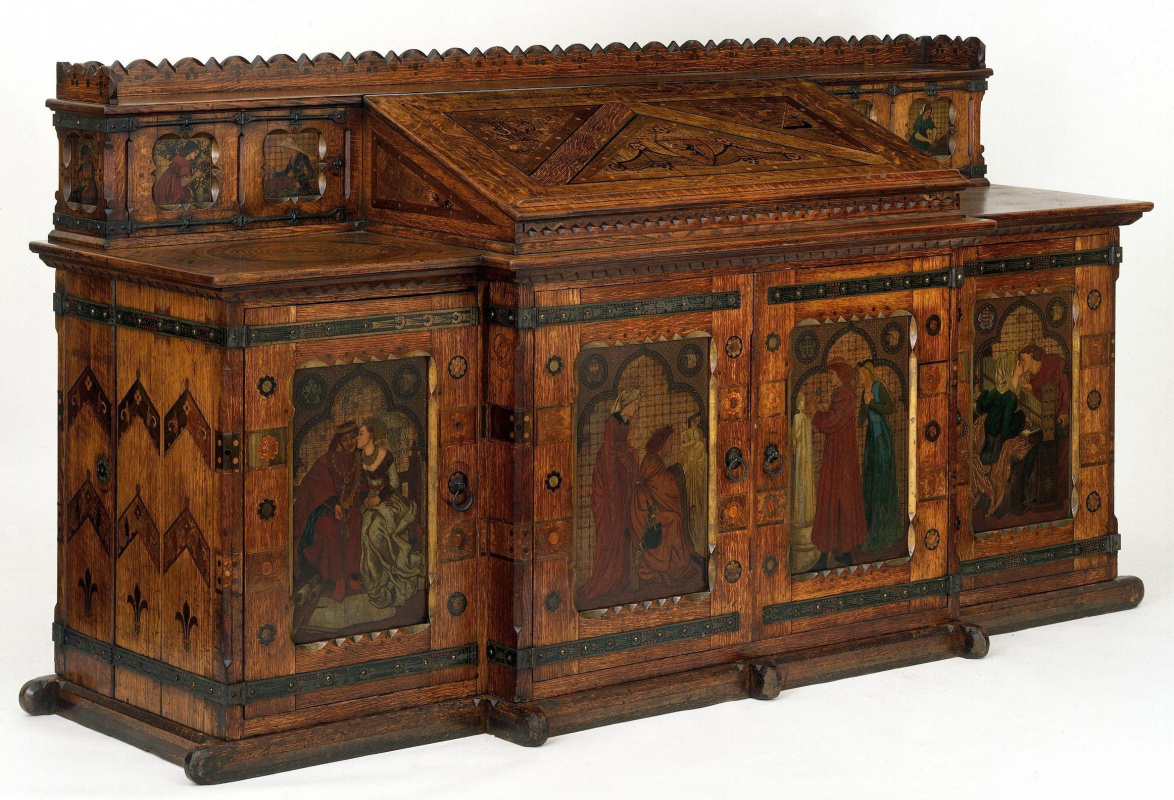 Cabinet "Honeymoon of King René" (co-authorship with Ford Madox Brown, Dante Gabriel Rossetti, Edward Burne-Jones)