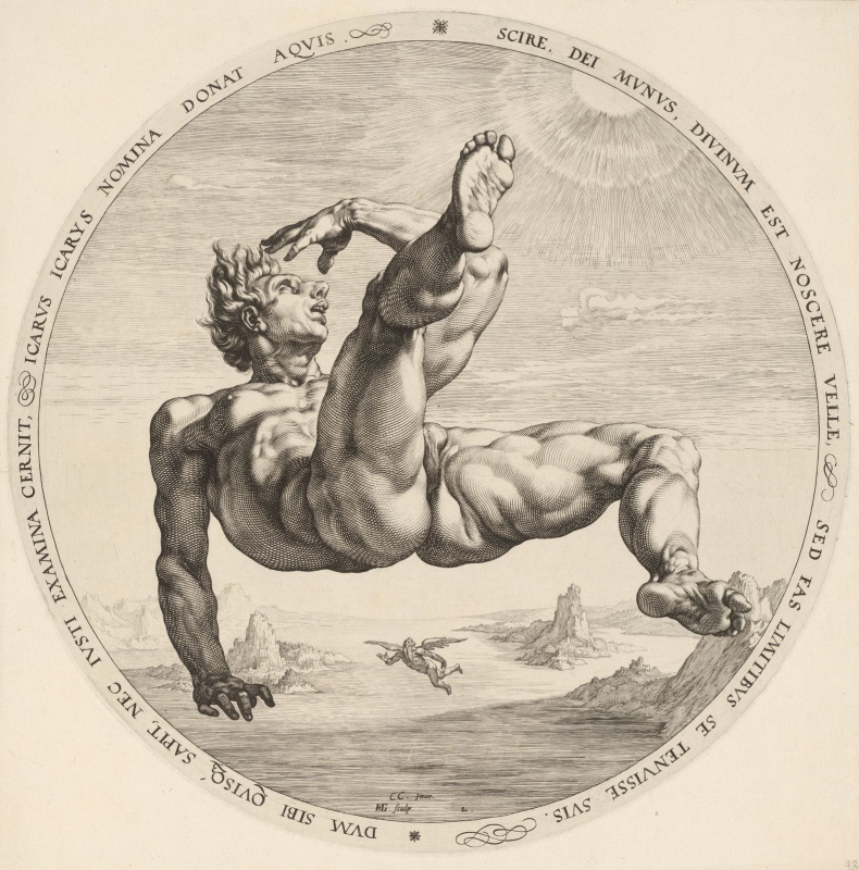 Hendrik Goltzius. Icarus, from the series "Four shame"