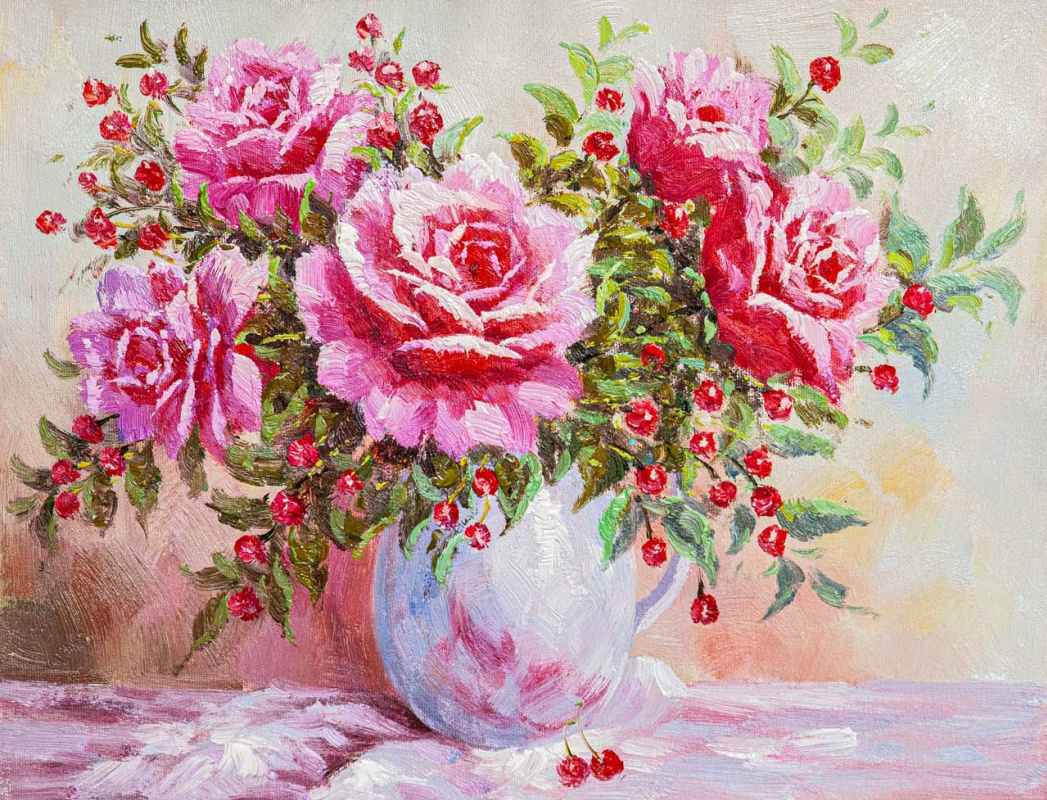 Andrzej Vlodarczyk. Roses framed with red berries