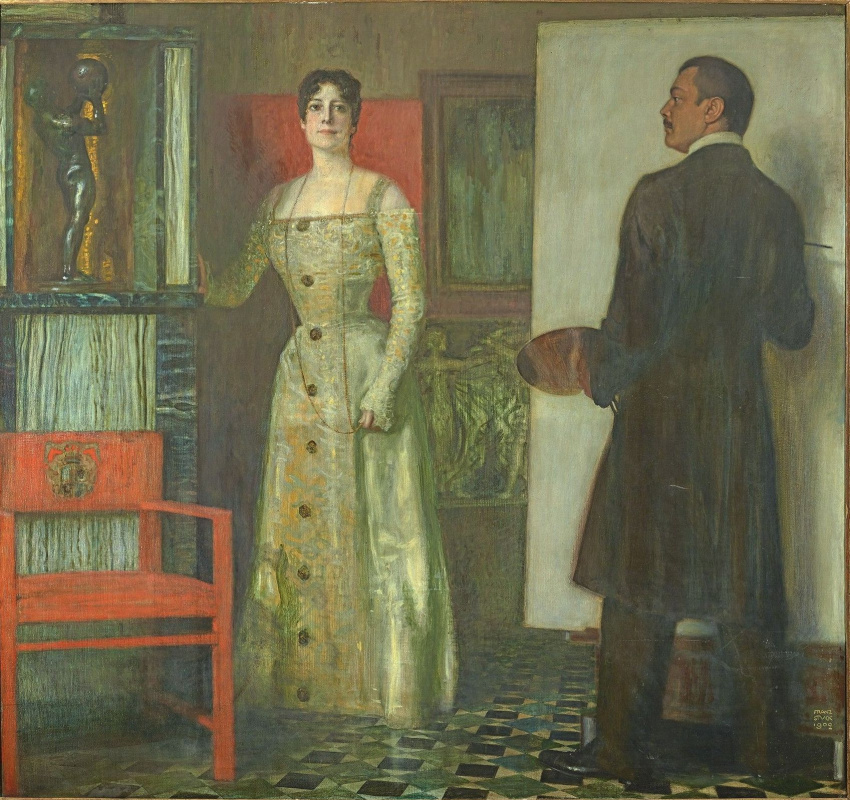 Franz von Stuck. Self-portrait with wife in the Studio
