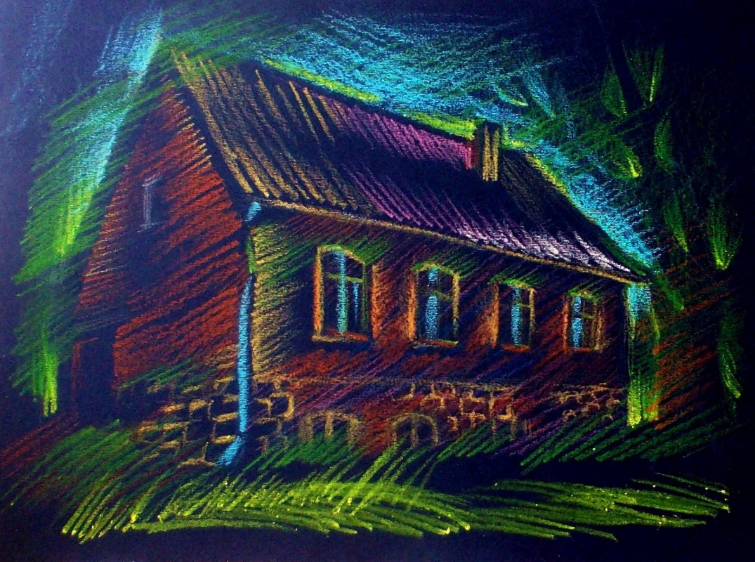 Svetlana Ivanovna Kataeva. "PASTOR'S HOUSE",fine paper, pastel