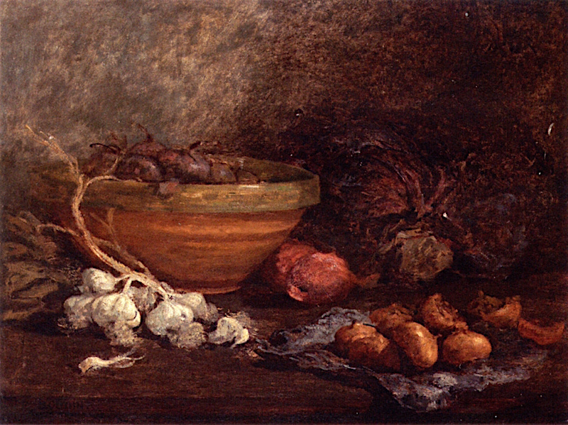 Eugene Boudin. Still life with onions