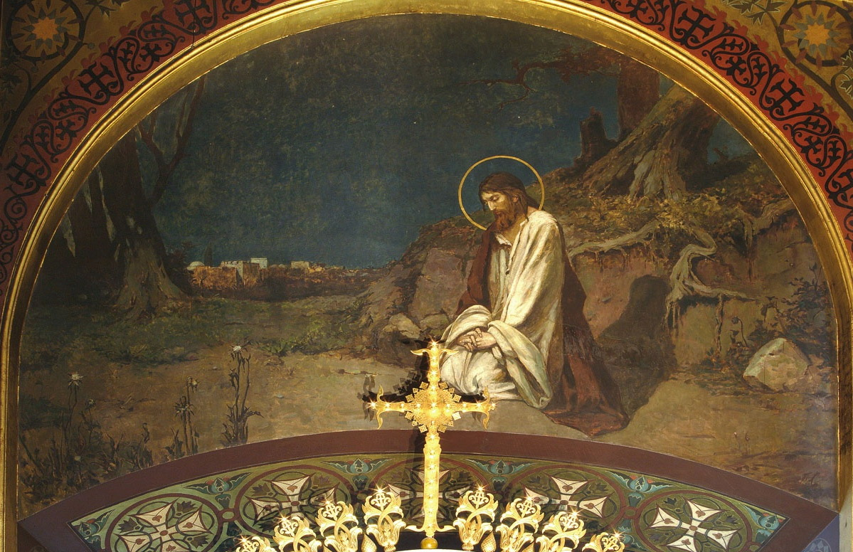 Agony in the garden. Fragment of painting of the Vladimir Cathedral in Kiev