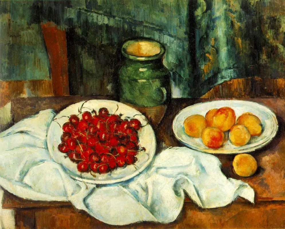 Paul Cezanne. Bodegón con un plato de cerezas