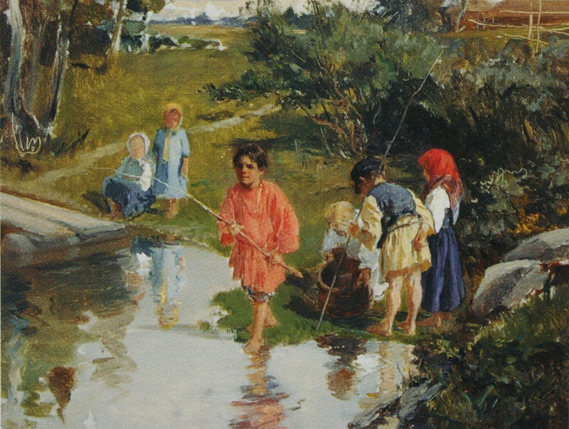 Illarion Mikhailovich Pryanishnikov. "Kids-fisherwoman. Sketch" 1882