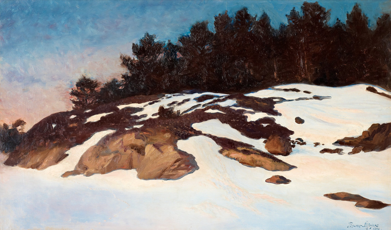 Bruno Liljefors. Winter landscape at dawn