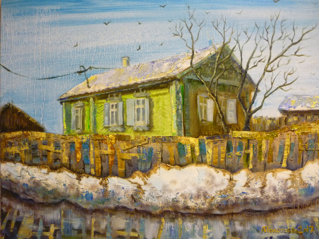 Anna Poletaeva. The house on the Motor.Novosibirsk. 2017. Oil on canvas, 40x50
