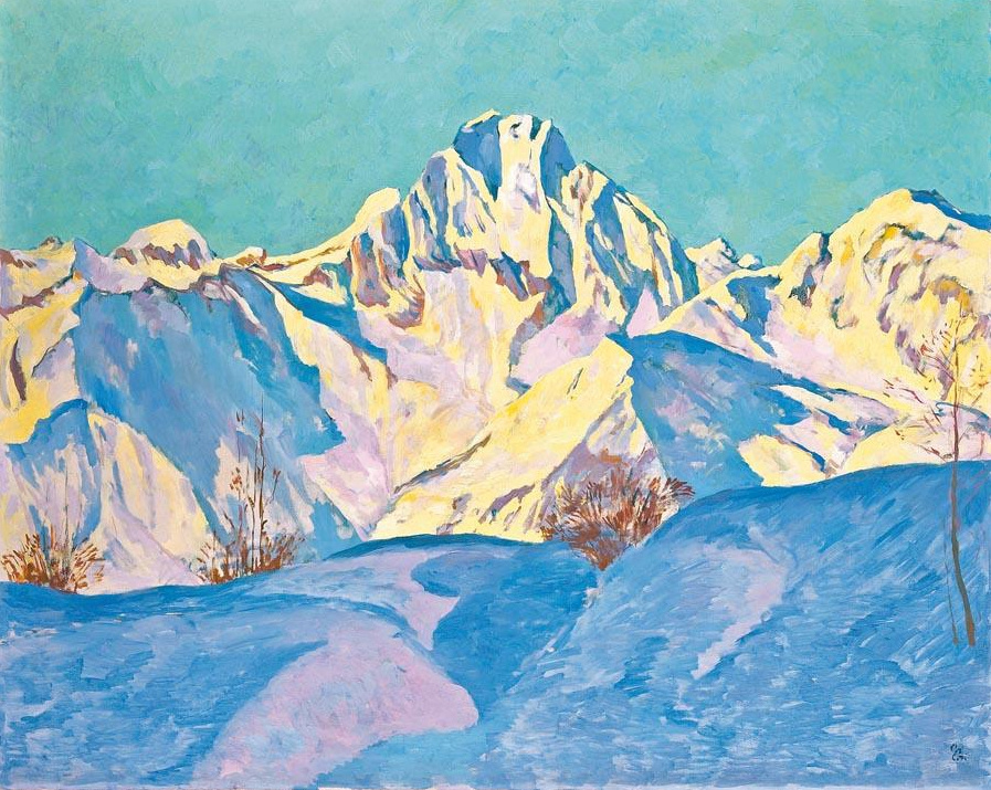 Giovanni Giacometti. Landscape with snow-capped mountains