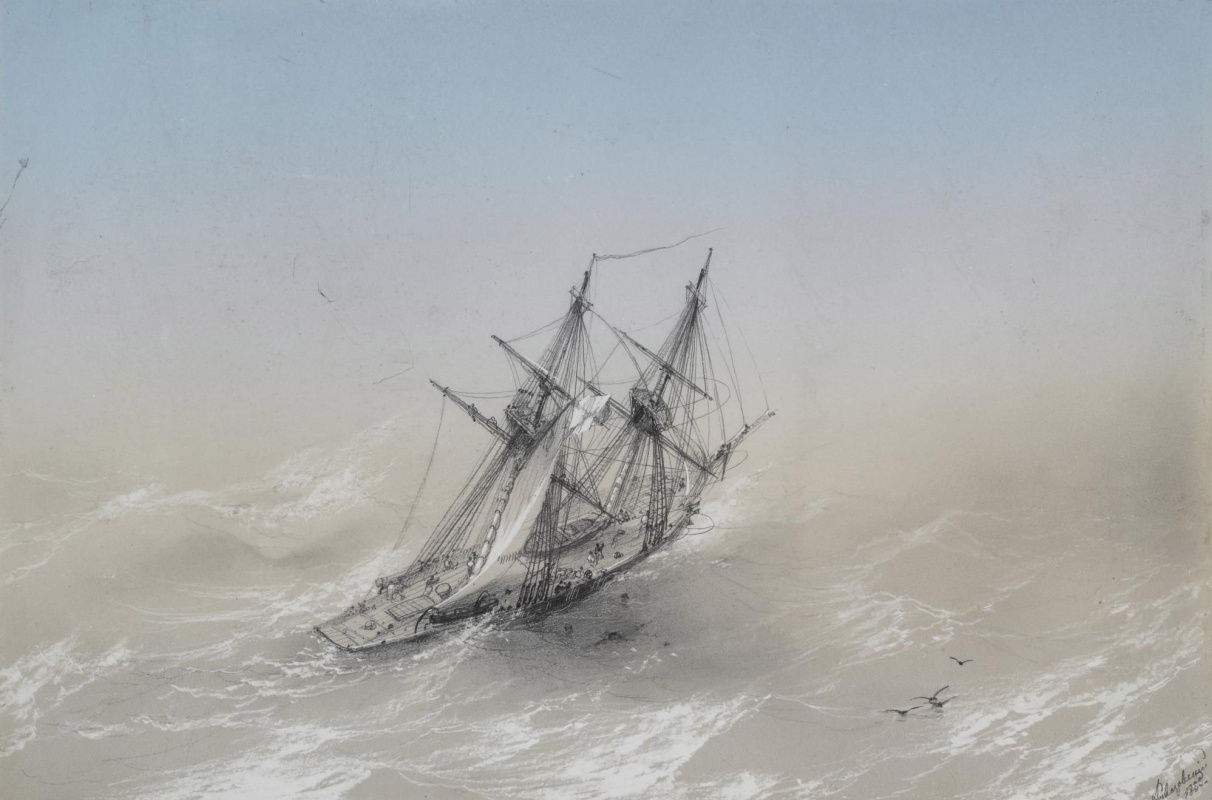 Шторм 1854. Айвазовский кораблекрушение 1884.