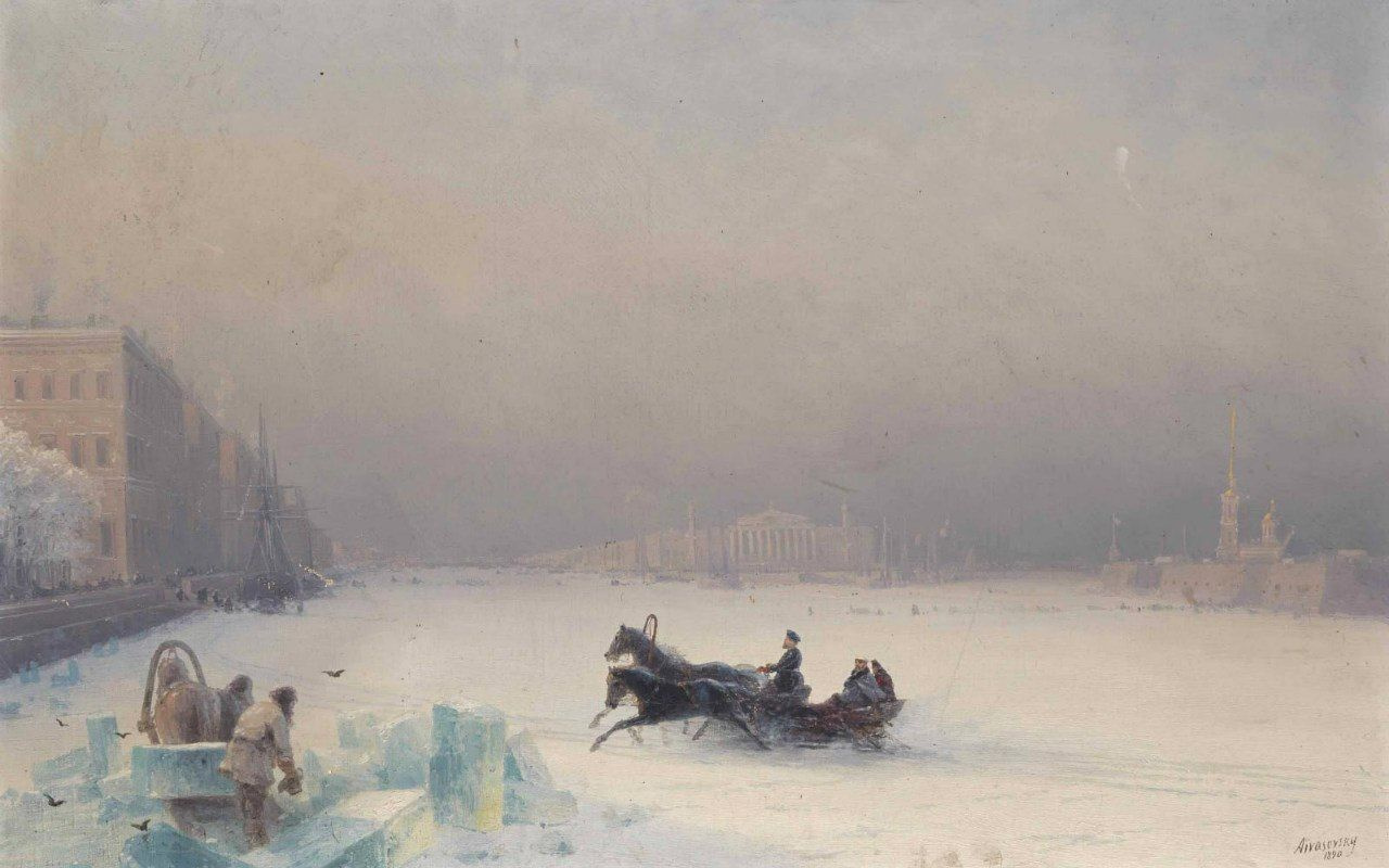 Ivan Aivazovsky. Alexander II on the frozen Neva