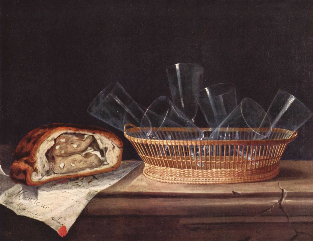 Sebastian Stoskopf. Basket with glasses, pie and a letter