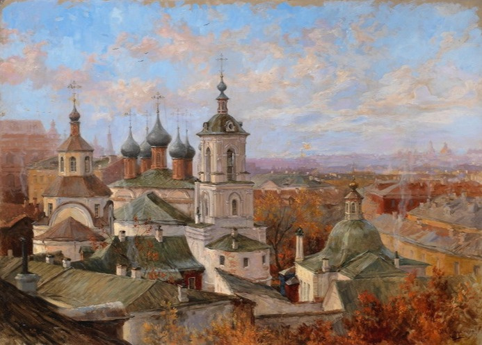 Nikolai Vasilievich Dosekin 1863-1935. View of the Zlatoust Monastery in Moscow