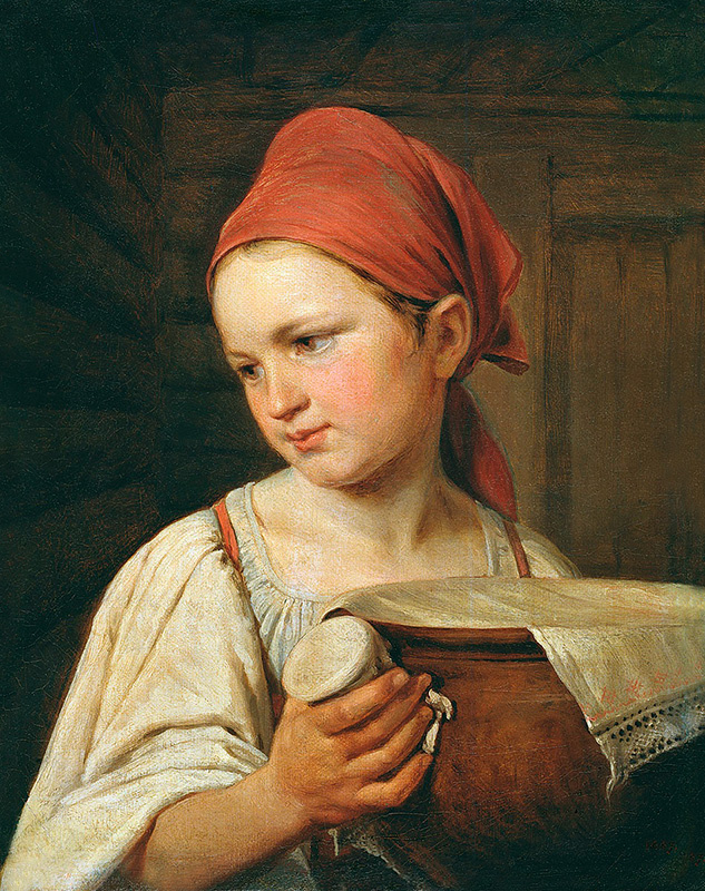 Peasant woman with a jug of milk