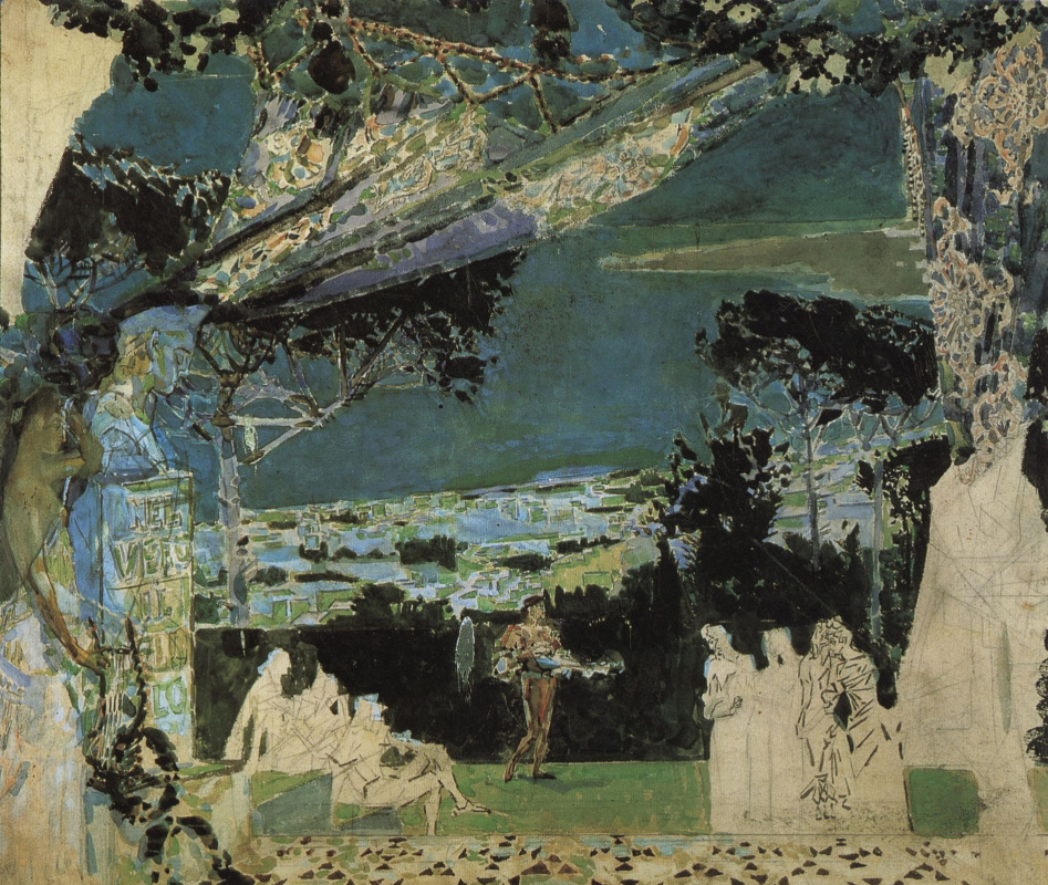 Mikhail Vrubel. Italy. Neapolitan night. Sketch of a theater curtain for the Russian private Opera of S. I. Mamontov