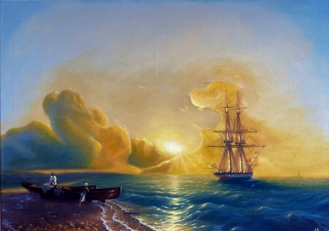 Arthur Mikhalev. By Aivazovsky Fishermen on the seashore