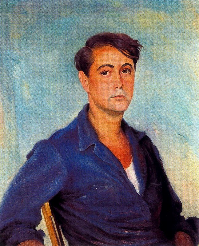 Jose de Togores. Portrait of a man in a blue shirt