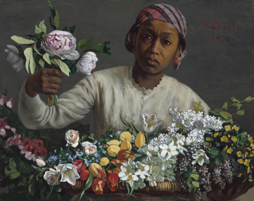 Frédéric Bazille. Young woman with peonies