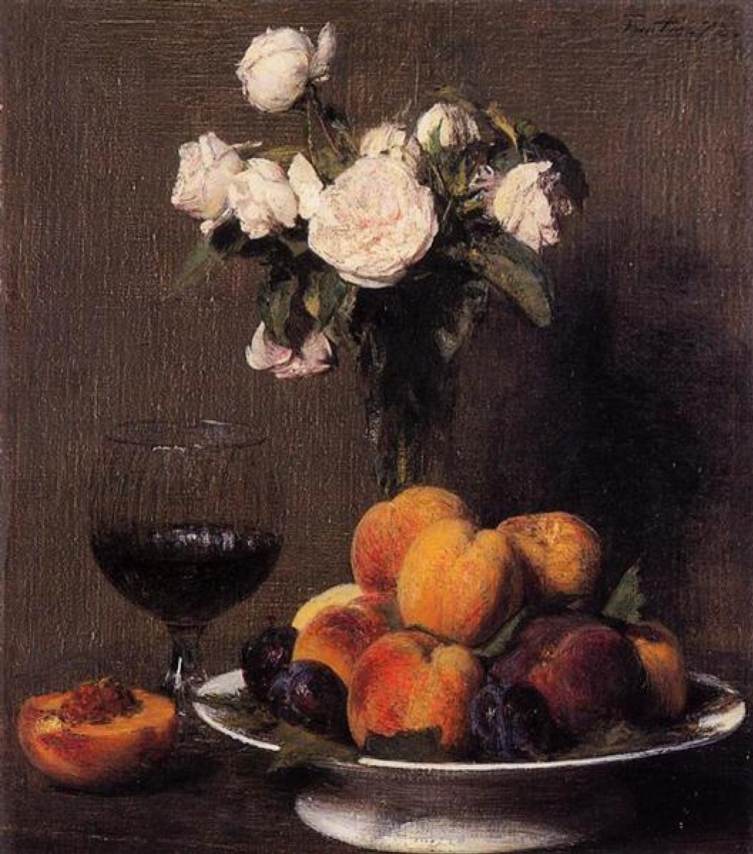 Henri Fantin-Latour Nature morte avec des roses, des fruits et un