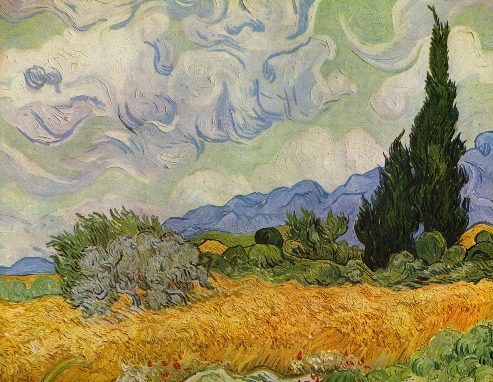 Wheat field with cypresses (option), 12 18812, 122×12 cm by Vincent