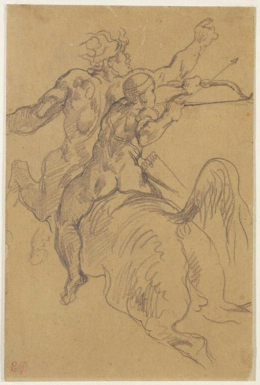 Eugene Delacroix. The education of Achilles (sketch for painting of the library Palais Bourbon)