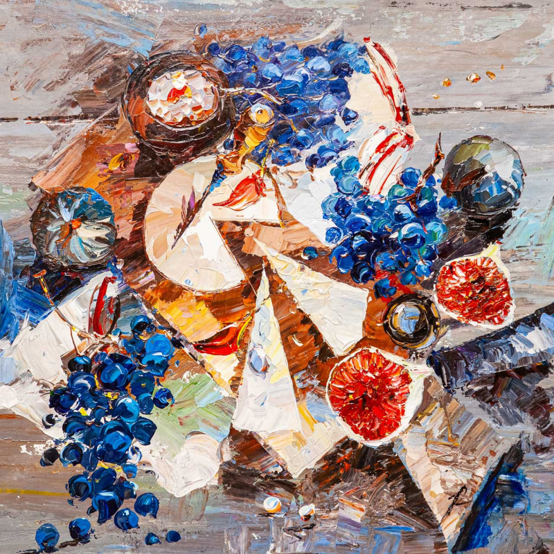 Jose Rodriguez. Still Life with Cheese, Figs and Grapes