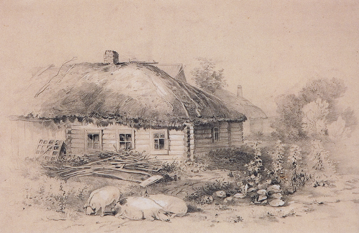 Алексей Кондратьевич Саврасов пейзаж с избушкой, 1866