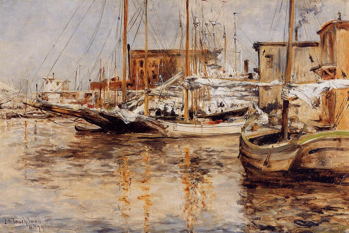 John Henry Twachtman. Boats, North River