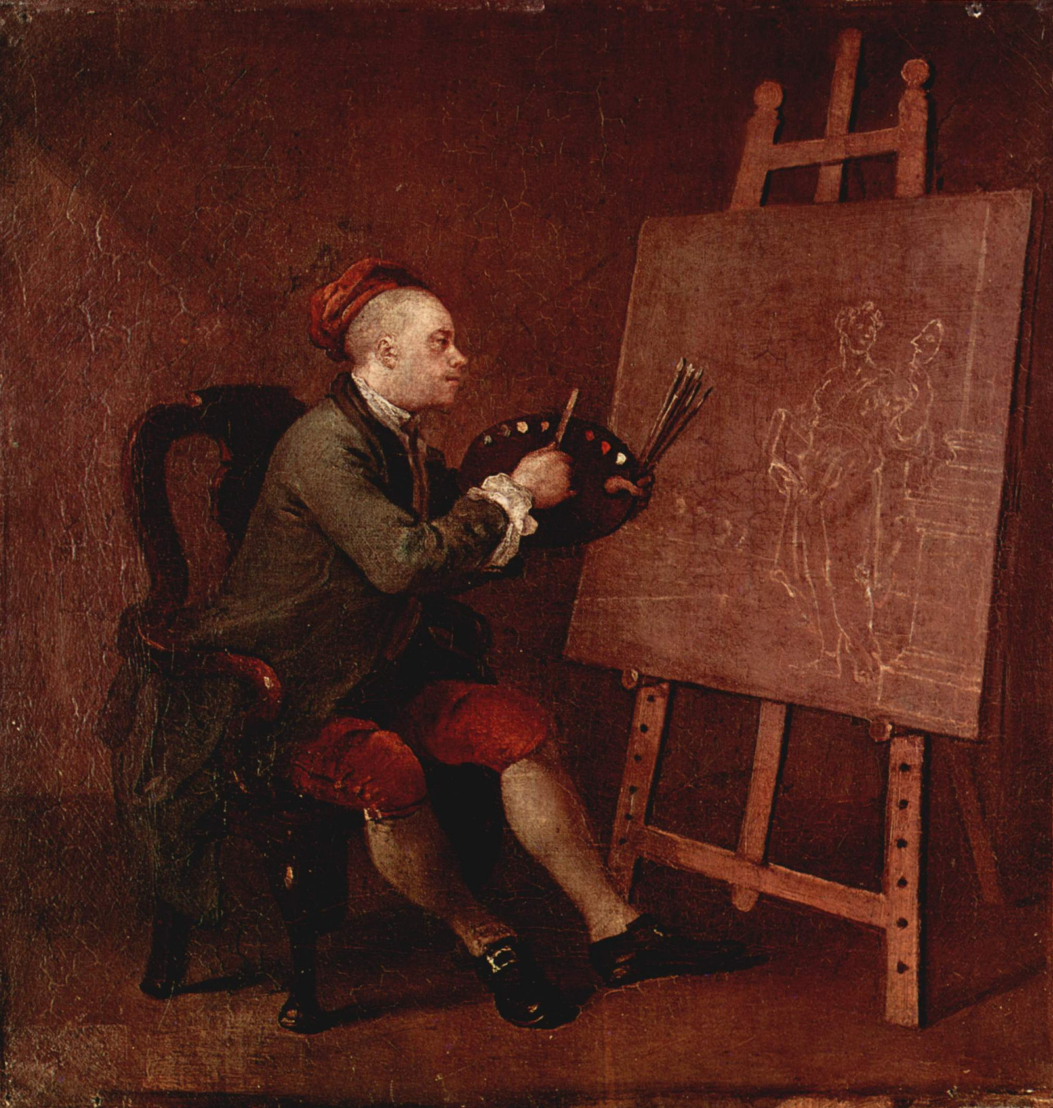 Self Portrait By William Hogarth Oil Painting Reproduction