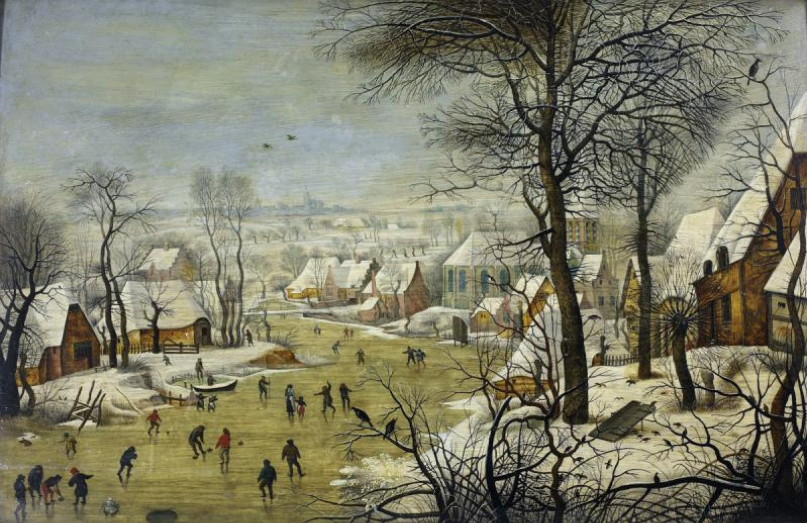 winter landscape with a bird trap