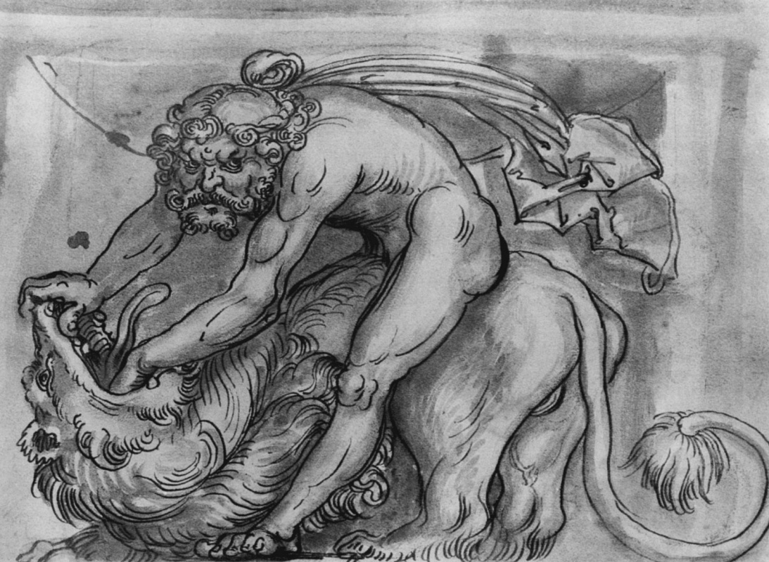 Lucas Cranach the Elder. Samson fighting with the lion (sketch)