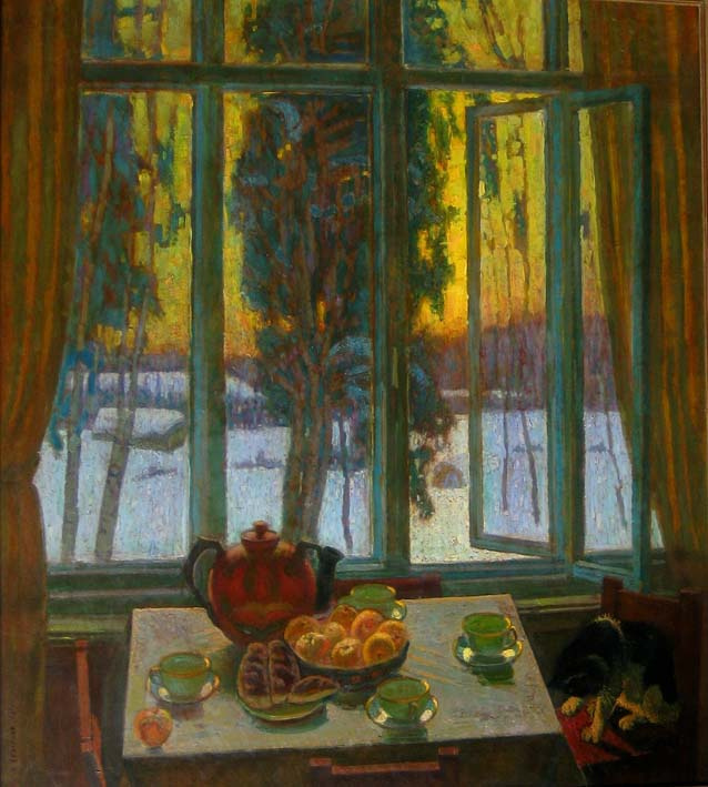 Victor Vasilyevich Nepianov. Winter evening at the cottage