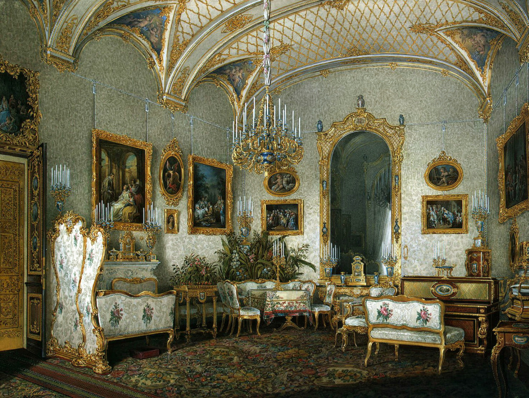 Edward Petrovich Hau. The white drawing room of Empress Alexandra Fyodorovna