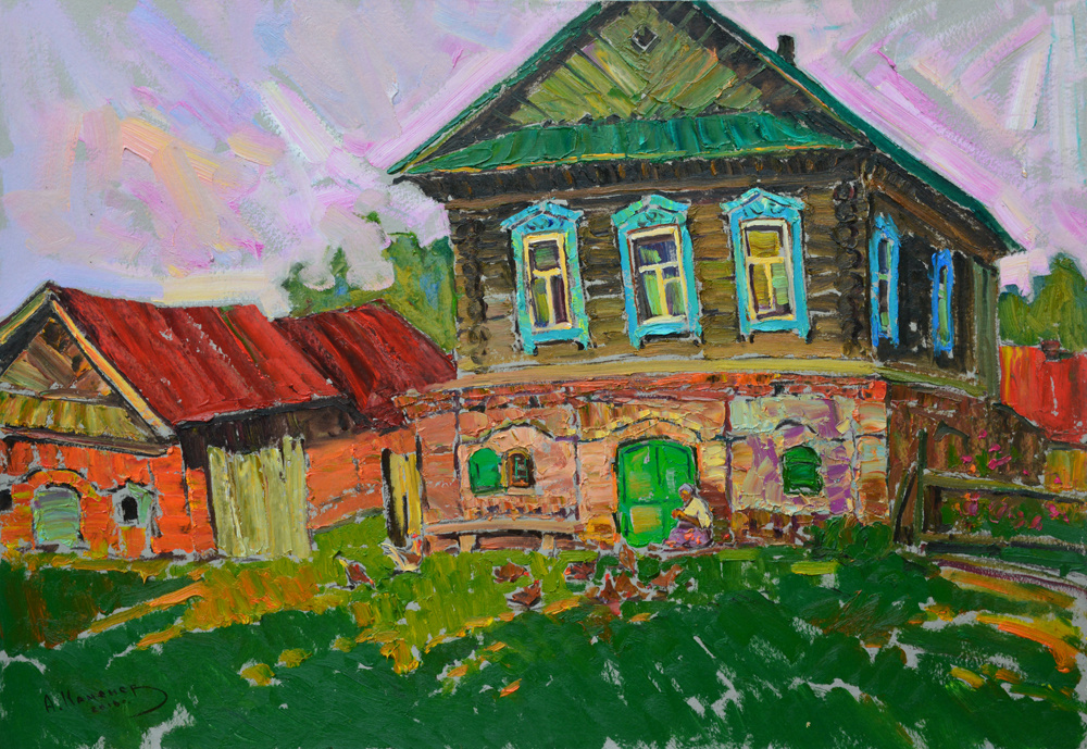 Alexey Vasilevich Kamenev. The yard grandmother Gali. K,m 70x100 2016.