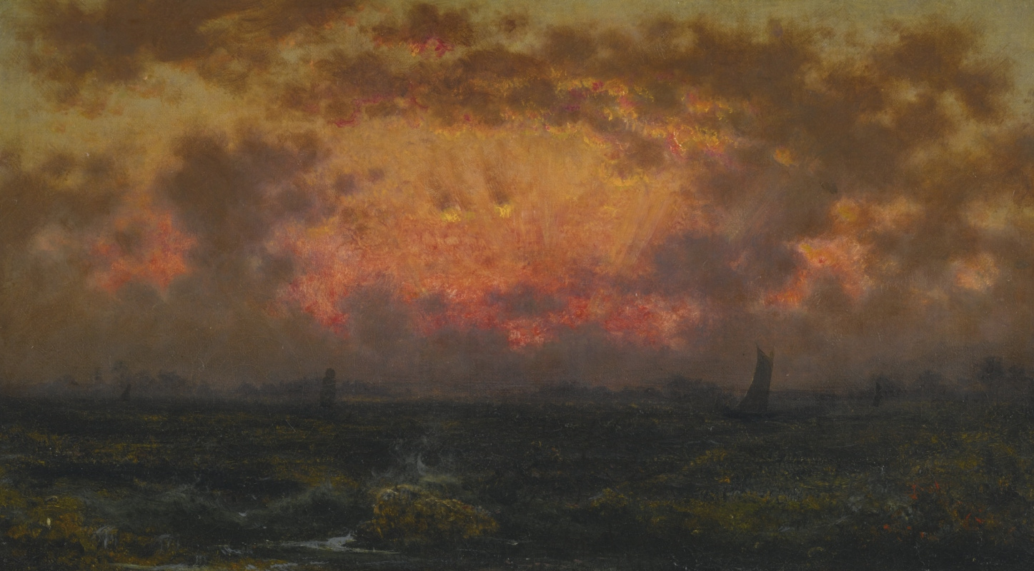 Martin Johnson Head. View of the sunset from the harbor of New York City