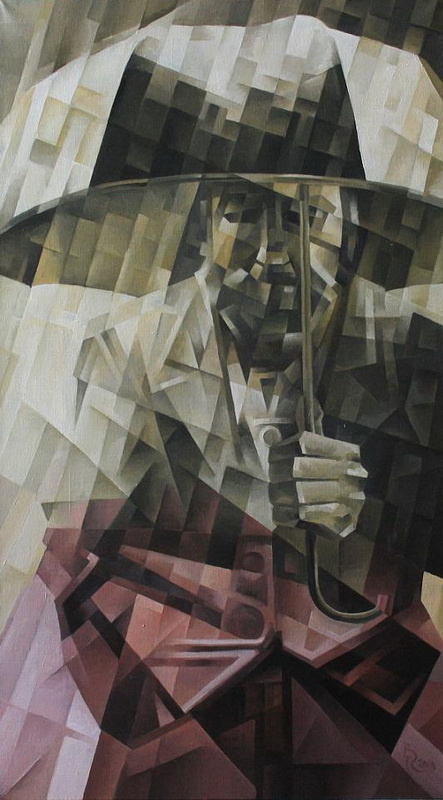 Vasily Krotkov. Rain. Kubofuturizm