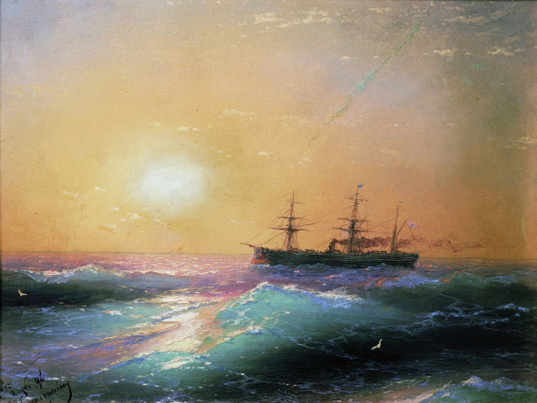 Ivan Aivazovsky. Sunset on the sea
