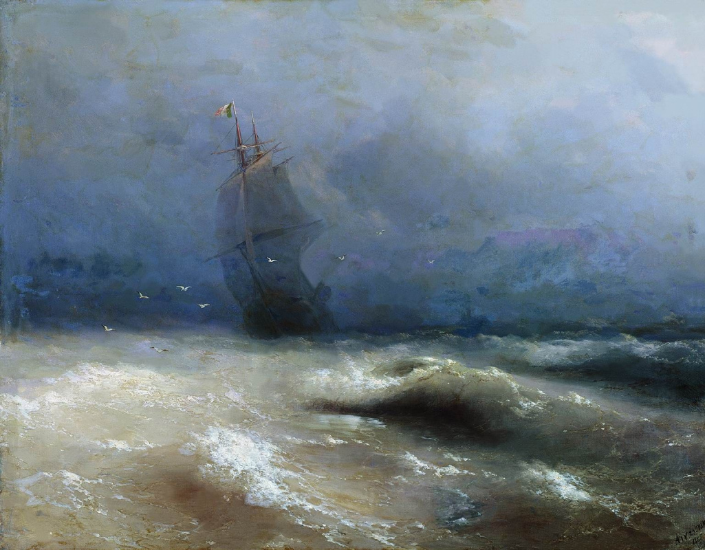 Ivan Aivazovsky. A storm off the coast of nice