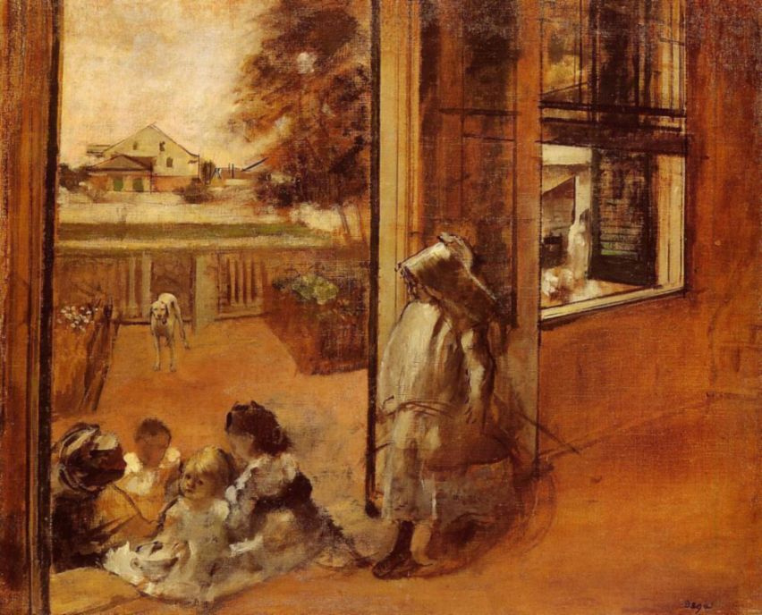 Edgar Degas. Children on the threshold of the house in New Orleans