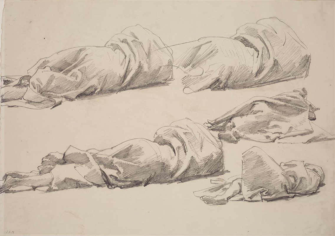 John Singer Sargent. A sketch of the draped figures lying on the ground