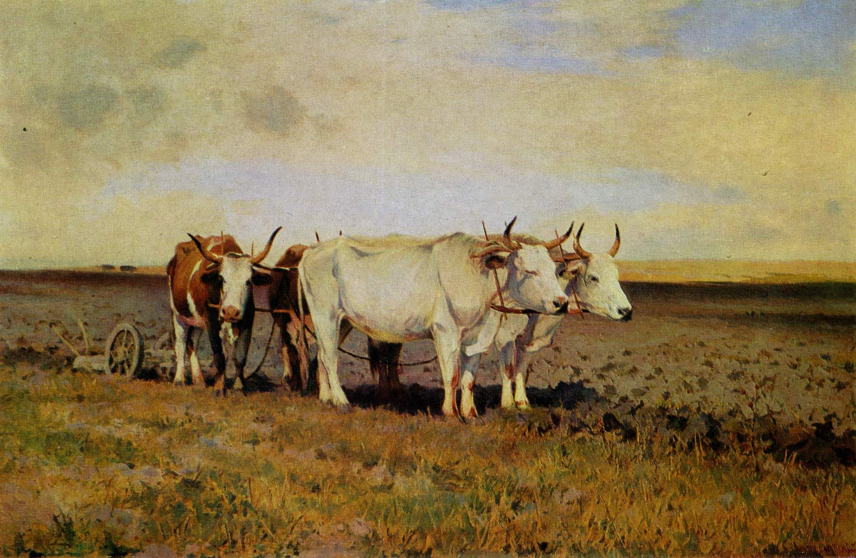 Sergey Ivanovich Svetoslavsky. The oxen at the plow