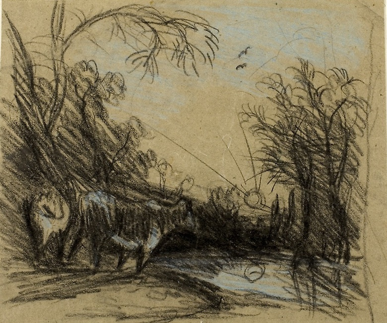 John Constable. Landscape with cows. Sketch