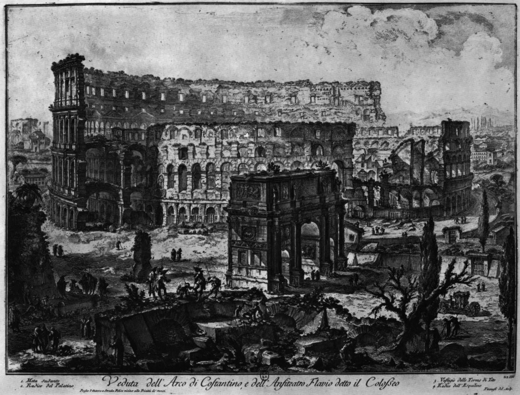Giovanni Battista Piranesi. View of the Colosseum with Arch of Constantine