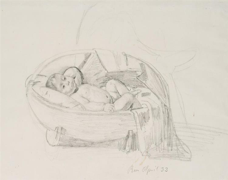 Theodor Leopold Weller. Child in the cradle